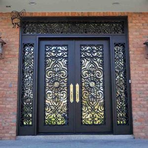 Quality Casting Iron Double Door Anti-theft Entrance Doors Square House Safety Gate Modern Large for sale