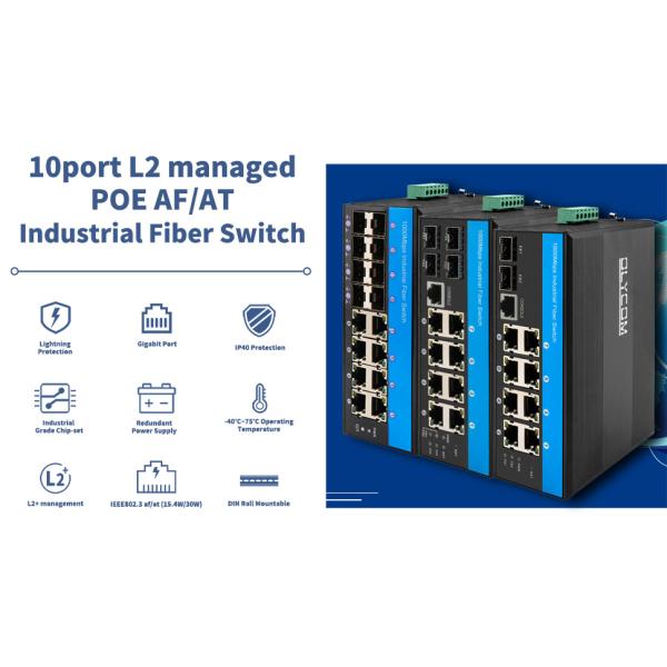 10port Gigabit 10/100/1000mbps L2 Managed POE Switch With 2 Sfp Din-rail DC48V input
