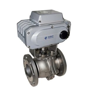 Dn25 Pn10 Mild Steel Motorized Flange Ball Valve For 180 Degree Celsius Steam