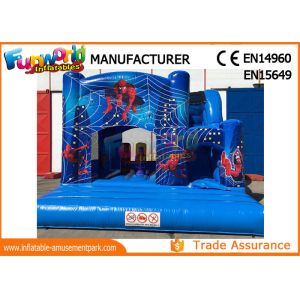 Quality Bule Commercial Inflatable Slide / Castillos Hinchables Spiderman Jumping Castle for sale