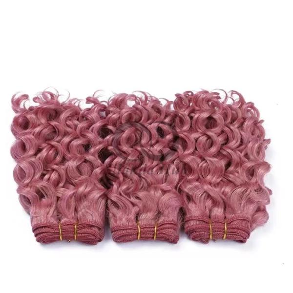 Pink Deep Curly Remy Human Hair Bundles Sew In Weave Bundles Brazilian Bundle Deals