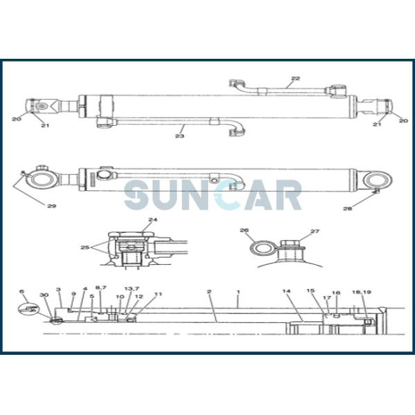 PW01V00043R300 Boom Swing Cylinder Seal Repair Kit Fits CNH CX31 CX31B CX36 CX36B