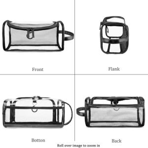 Hanging Cosmetic Travel Bag PVC Transparent With Inner Mesh Pocket