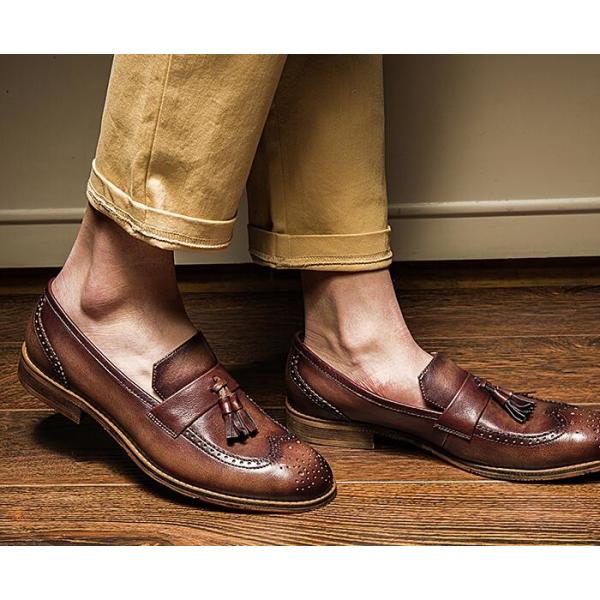 Sample Available Mens Leather Loafers Autumn Woven Leather Slip On Shoes for Party