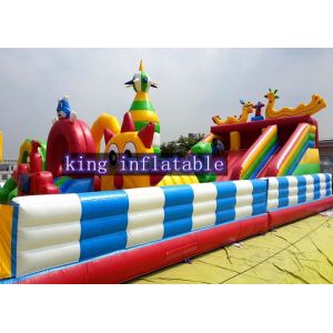 Funny Outdoor Inflatable Amusement Park With Slide / Castle And Climb