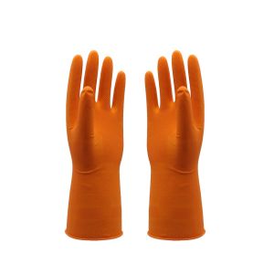 Multi Purpose Flock Lined Latex Gloves , Cotton Lined Dishwashing Gloves