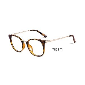 Plastic Flexible Optical Glasses Frames Metal Temple Square Eyeglasses Frames