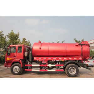 4x2 Sinotruk Howo7 Sewage Suction Truck 10M3 Tank Capacity In Red Color