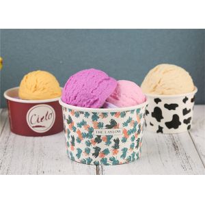 UV Coating 100% Biodegradable Ice Cream Paper Cup With Cover