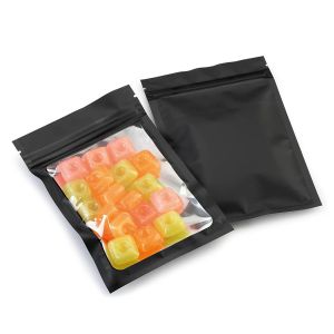 Customizable Matte Black Childproof Mylar Pouches with Clear Window