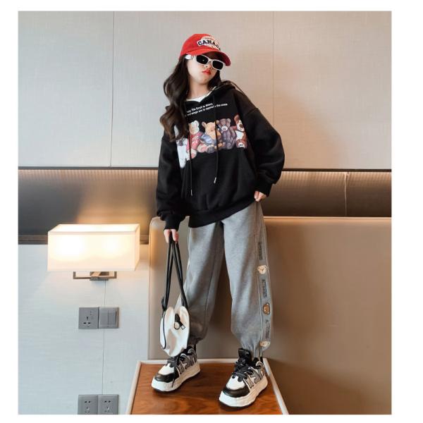 Children's suit thickened sports hoodie children's clothes autumn and winter trend cartoon girl warm two-piece set