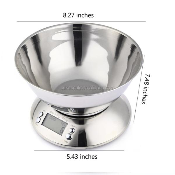 New food measuring gram stainless steel kitchen scale 5kg with bowl food baking scale multifunctional electronic scale