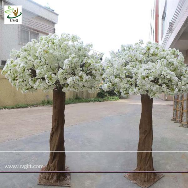 UVG CHR06 High simulation white cherry blossom trees in artificial flowers for