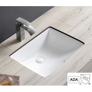 China Ada Compliant Undermount Bathroom Sink Rectangle Soft Curve Inside Ceramic on sale