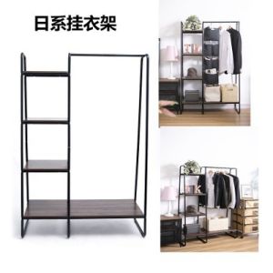 Black Floor 4 Tier 150cm Height Steel Clothes Rack