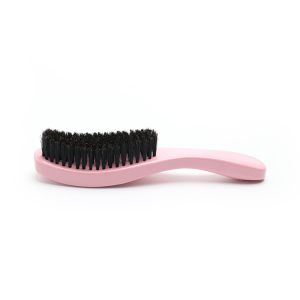 Pink Curved Smoothing Hair Brush Boar Bristle 360 Wave Brush