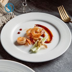 Simple Nordic Porcelain Steak Plate Plain White , LFGB Steak Serving Dish