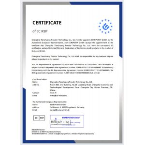 Changsha Tianchuang Powder Technology Co., Ltd Certifications