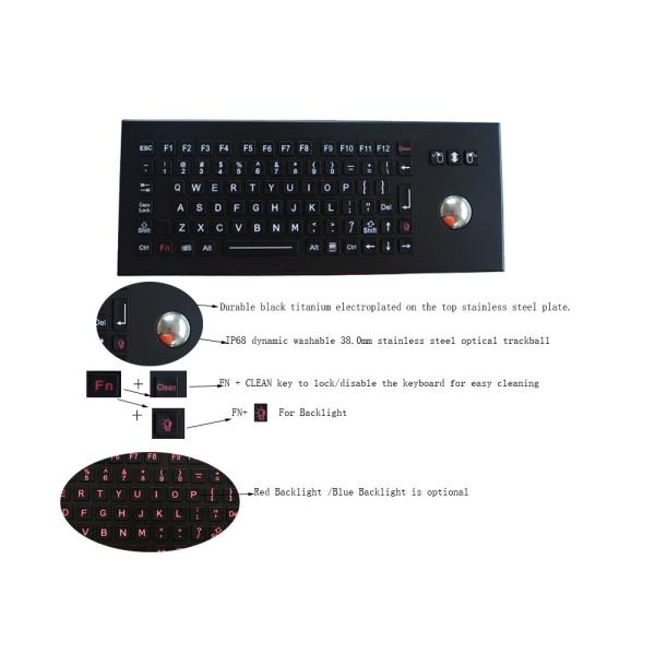 Buy IK09 Vandal Resistant Industrial Keyboard With Trackball at wholesale prices