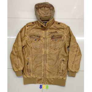 559 Men's hoody pu jacket coat