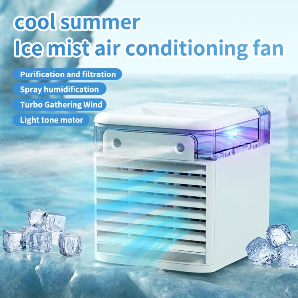 Desktop Mini Air Cooler 870g ABS Material Dual Spray USB Charging Plug-in Dual Purpose