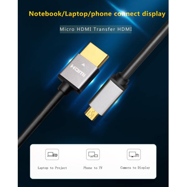 Aluminum Shell 60Hz 1080P 4K Micro Hdmi To Hdmi Cable 1M 1.5M
