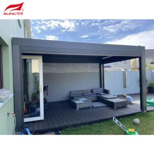 Modern Motorized Louvered Pergola Aluminum Backyard Outdoor Patio Roof
