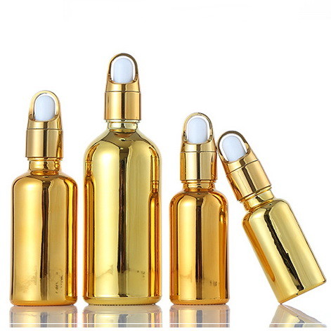Buy Durable Gold Glass Containers Travel Portable Small Gold Silver Dropper Bottles at wholesale prices