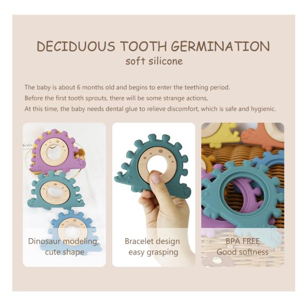 Multi Color Silicone Children Wooden Toys Wristband For Infant