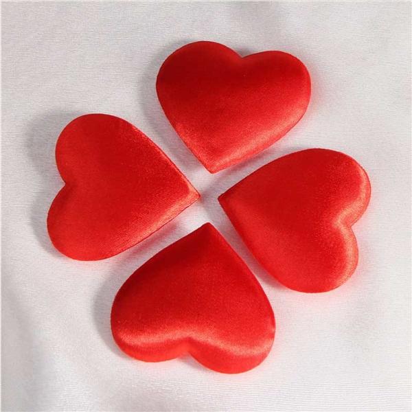 Buy Red Satin Padded Hearts Embellishments Applique Crafts Engagement Parties at wholesale prices