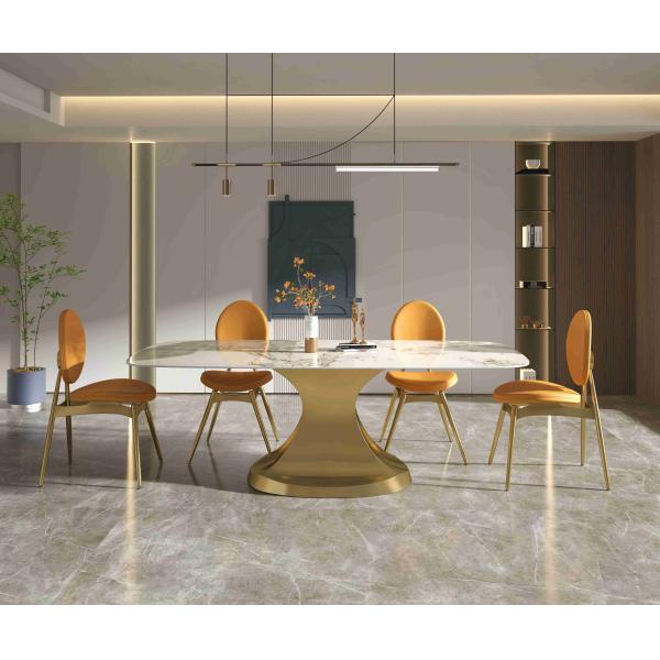 201 Stainless Steel Gold Collection luxury dining table 6 seater Shaped Base Living Room