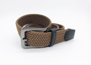 China 3.5CM One Layer Polyester Webbing Belt Brown Color With Leather Head / Tip on sale