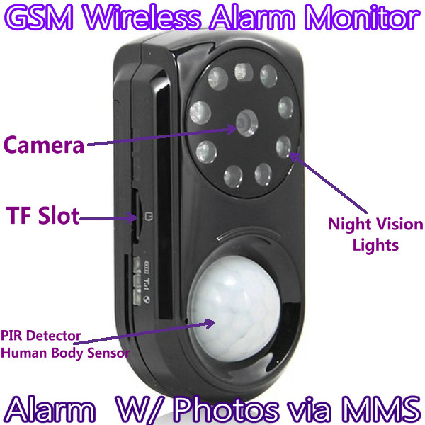 GSM Wireless Home Security Camera Alarm Monitor W/ PIR Detection & Alarm W/