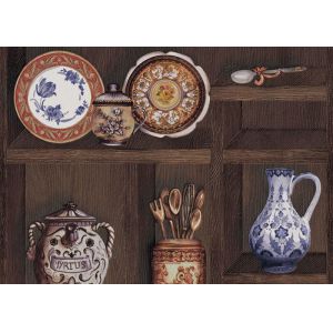 Chinese Classical embossed vinyl wallpaper With SGS Test , Vase Pattern