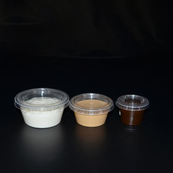 Custom Compostable PLA Disposable Dessert Sauce Cups Biodegradable Portion