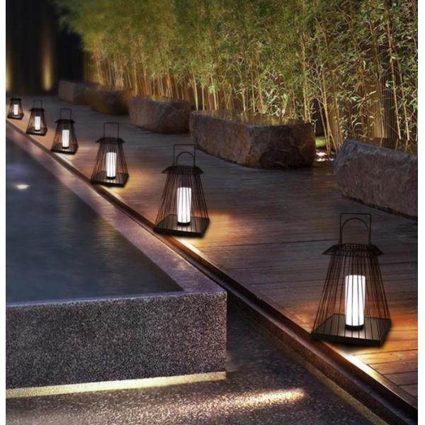 Creative Rattan Floor Lantern Lamp E27 Base For Outdoor Garden