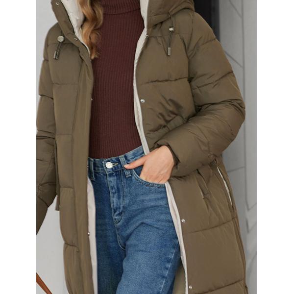 Classic Contrast Color Medium Length Thickened Down / Cotton Jacket, lower knees length, water proof, windproof,