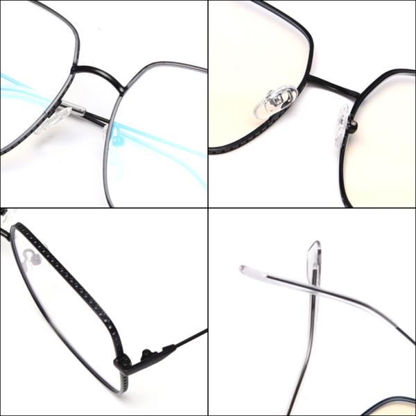 Silver Alloy Square Big Frame Glasses Men Women Unisex Decoration Transparent Frame Glasses