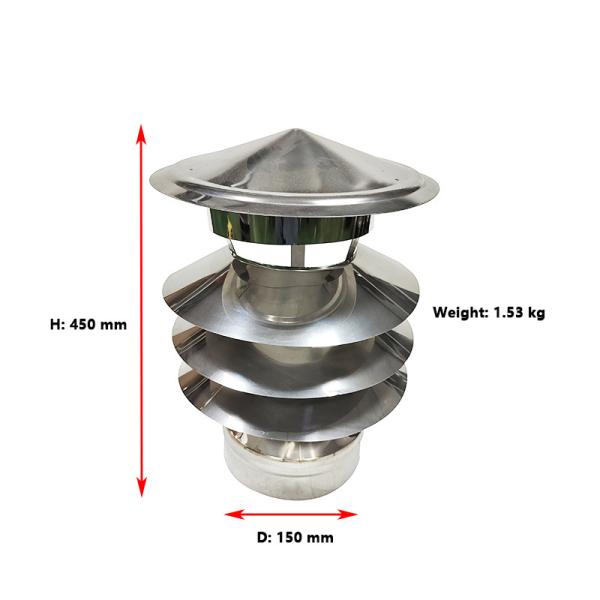 Buy 6" 150mm Stainless Steel Chimney Cap Replacement Double Wall at wholesale prices