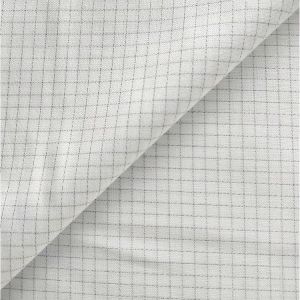 White Cotton Polyester Carbon 4mm Grid Anti Static Tessuto Panno