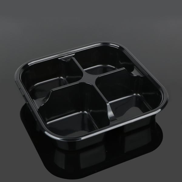 Buy 4 Black Food Compartment 21*21*5cm PET Plastic Tray at wholesale prices