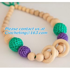 Handmade Nursing Necklace Crochet Beads Breastfeeding Crochet Flowers Natural
