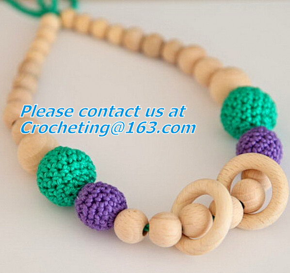 crochet necklace, New Chunky crochet necklace, Mint blue and cream nursing
