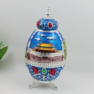Shinny Gifts Enamel Handmade China Traditional Metal Toothpick Holder