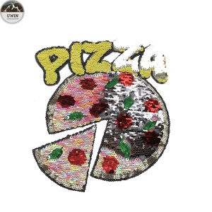 Handmade Sequin Embroidery Patches For Garments , Clothes Pizza Style