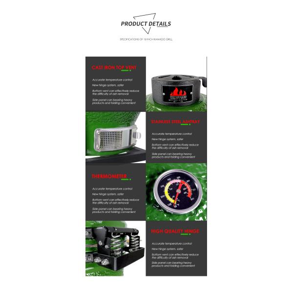 Uovo Kamado 18inch Charcoal Block Barbacoa Ceramic Kamado Elektrische Foshan Kamado Grills Kimstone Bbq Grill Garden Family Bbq