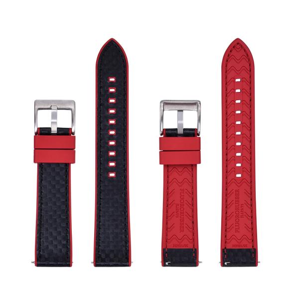 Buy JUELONG Performance Leather Rubber Hybrid Strap Quick Release FKM Carbon Fiber Real Leather Watch Band at wholesale prices