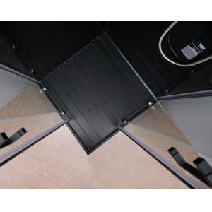 Square Bathroom Shower Cabins Grey Acrylic ABS Tray Black aluminium