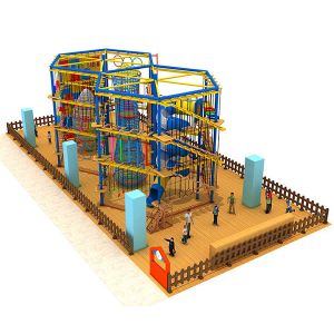 Three Level Adventure Rope Course Woodpine Material With Safety Belt