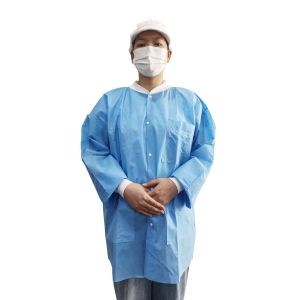 Breathable Disposable SMS Lab Coat With Pocket For workshop/factory/food